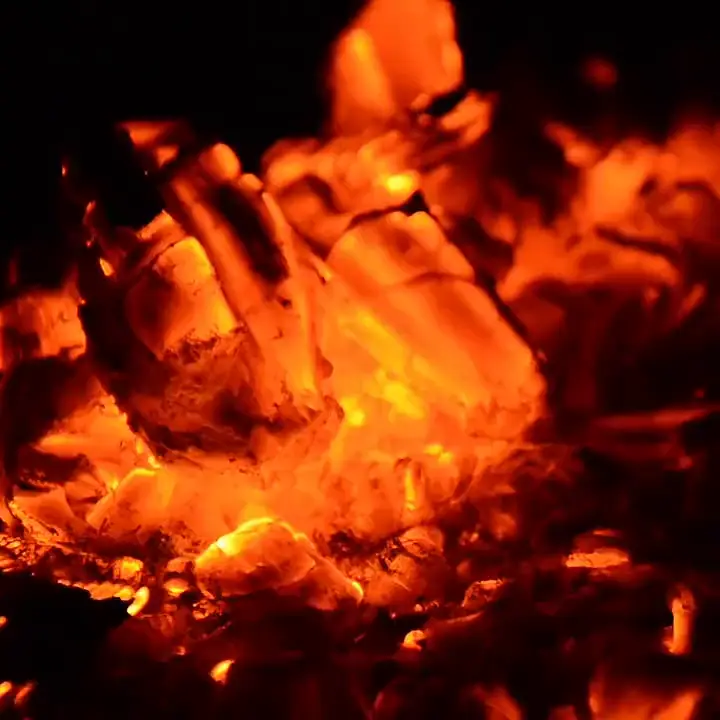 The hearth — binchotan embers breathing